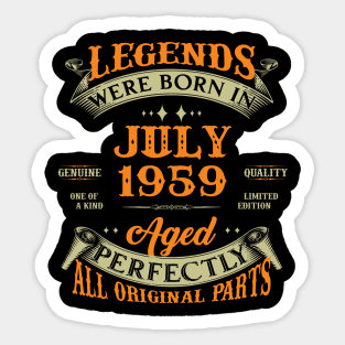 64th Birthday Gift Legends Born In July 1959 64 Years Old Sticker